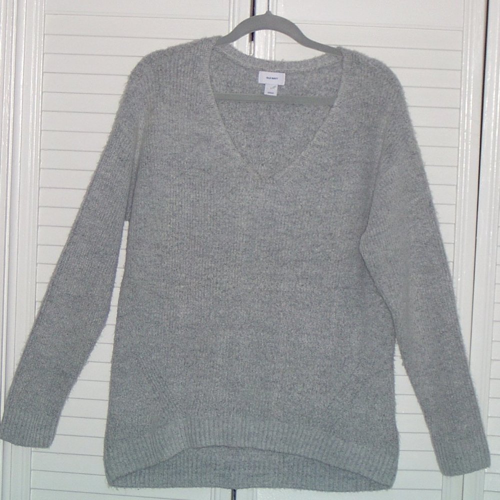 Old Navy Women's Large Gray V-Neck Slouch Sweater